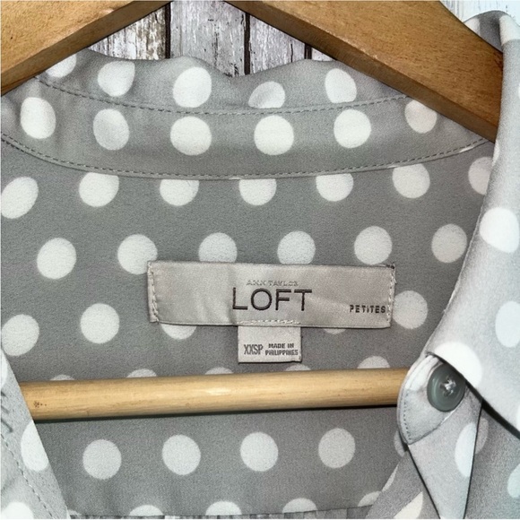Loft Grey Polka Dot Petite Button Down - Picture 6 of 6